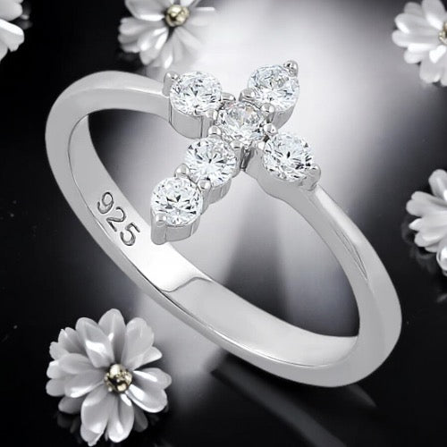 Clear CZ Cross Ring