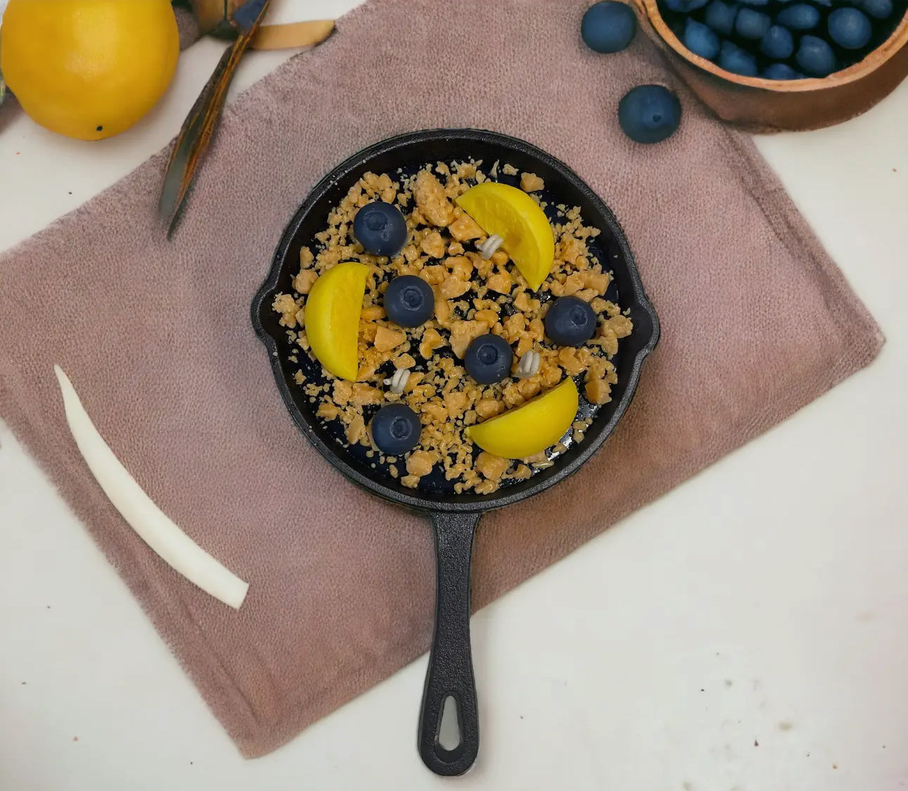 Lemon Blueberry Cobbler Skillet Candle