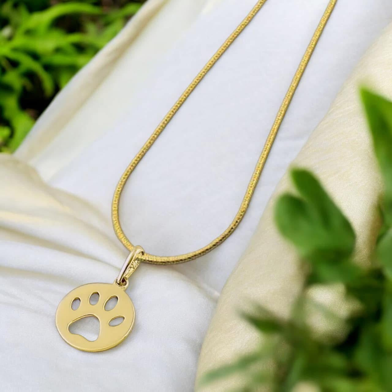 14k gold paw necklace