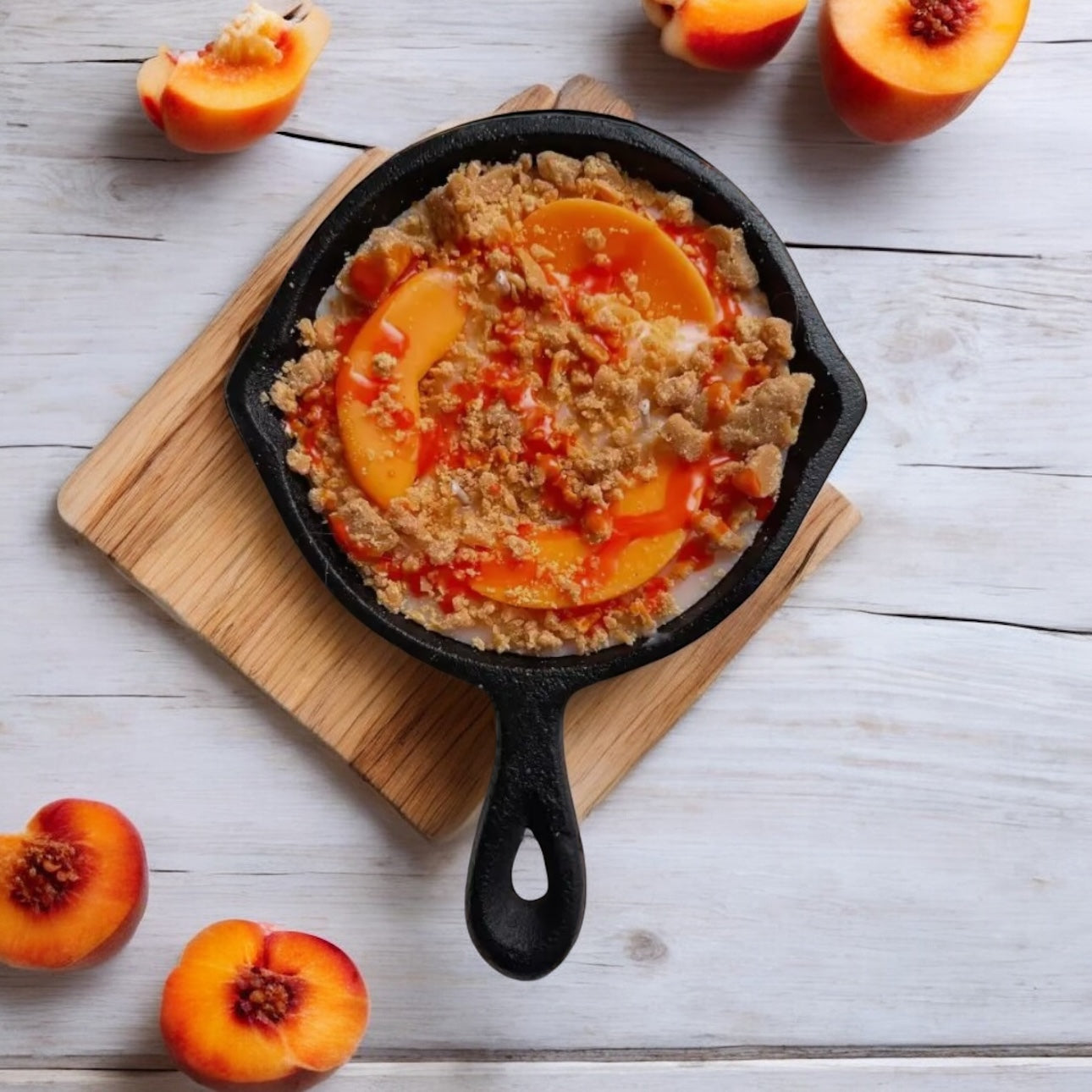Peach Cobbler Iron Skillet Candle