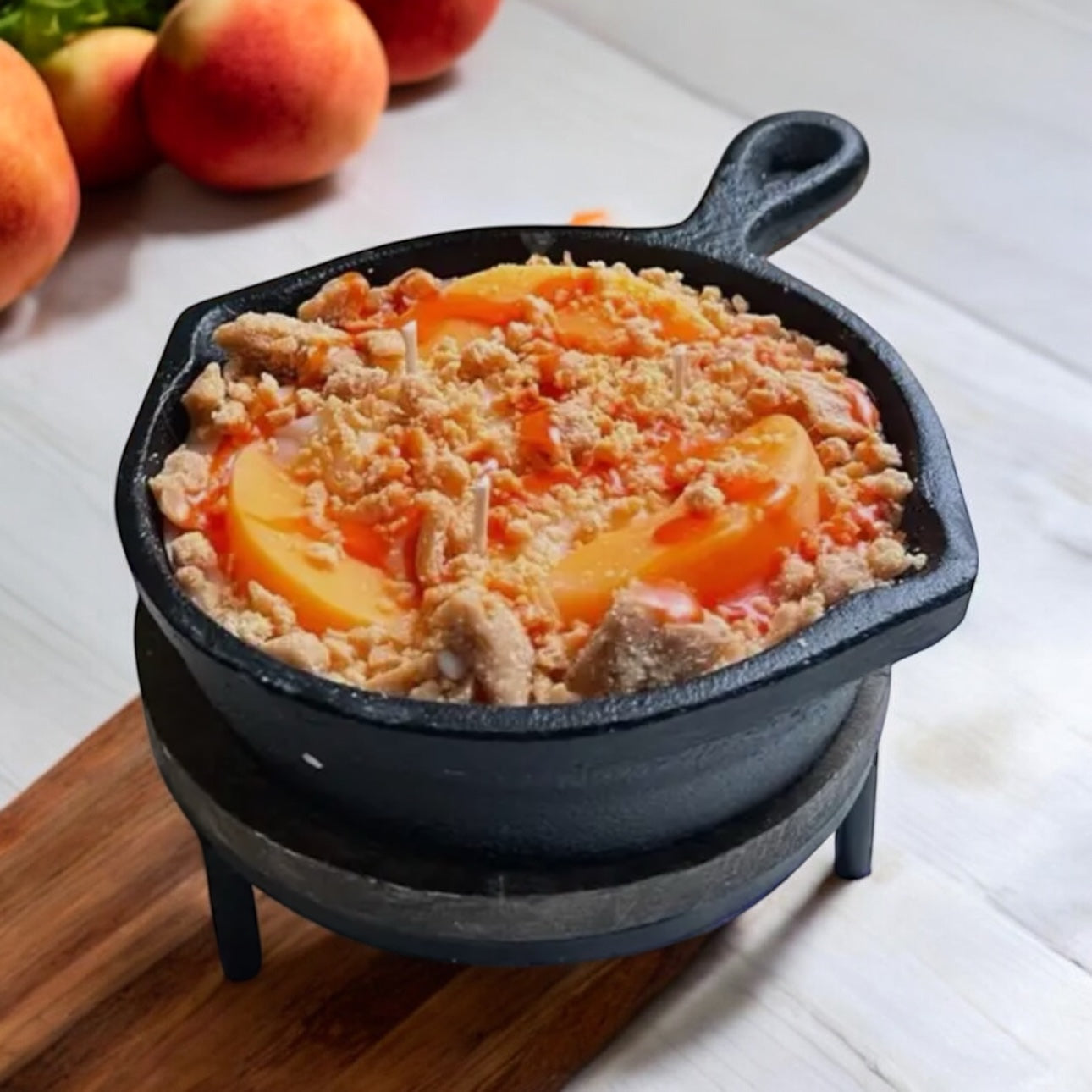 Peach Cobbler Iron Skillet Candle