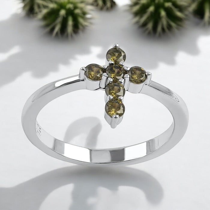 Peridot CZ Cross Ring