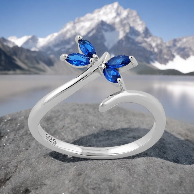 Blue Spinel CZ Dragonfly Ring