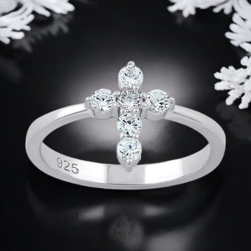 Clear CZ Cross Ring