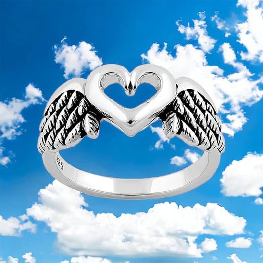 Heart Angel Wing Ring