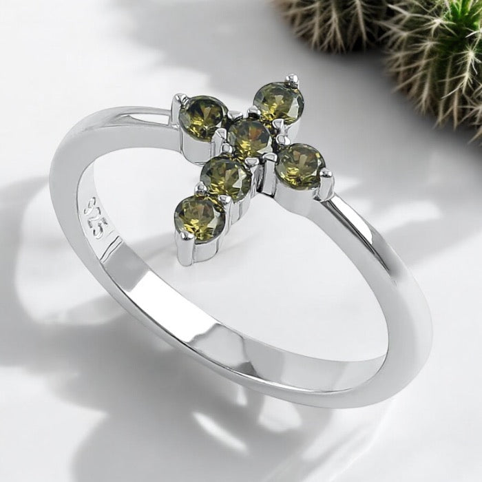 Peridot CZ Cross Ring