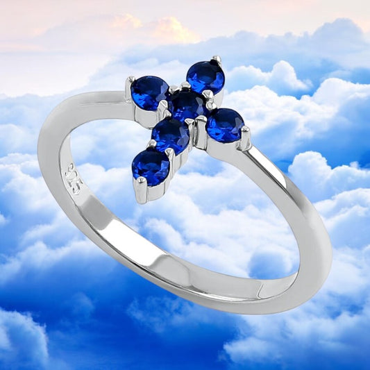 Sapphire CZ Cross Ring