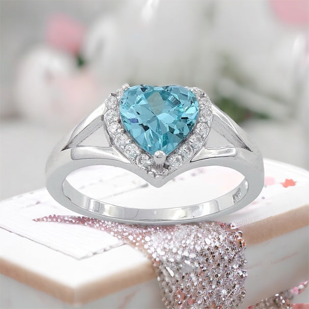 Blue Topaz Heart Ring