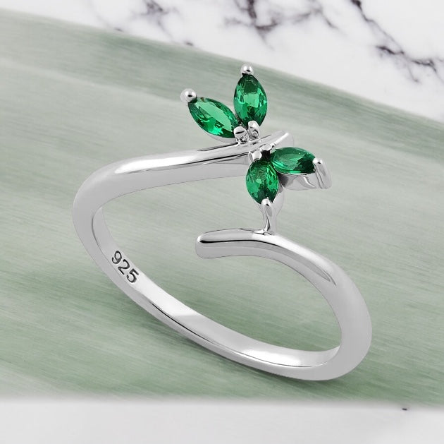 Green CZ Dragonfly Ring