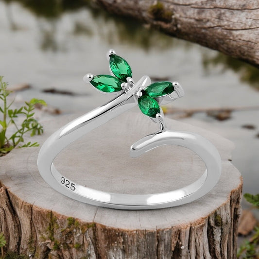 Green CZ Dragonfly Ring