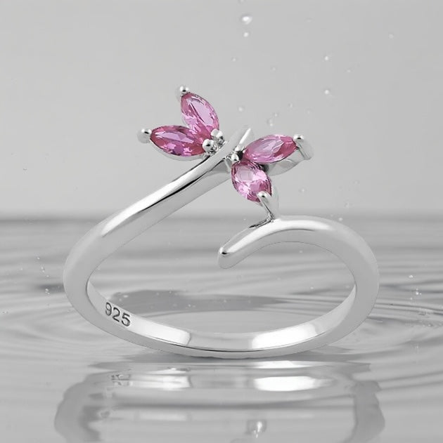 Pink CZ Dragonfly Ring