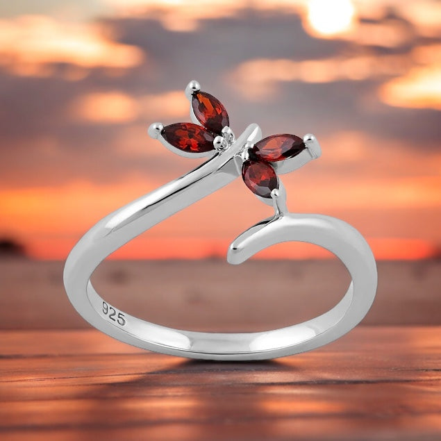 Red CZ Dragonfly Ring