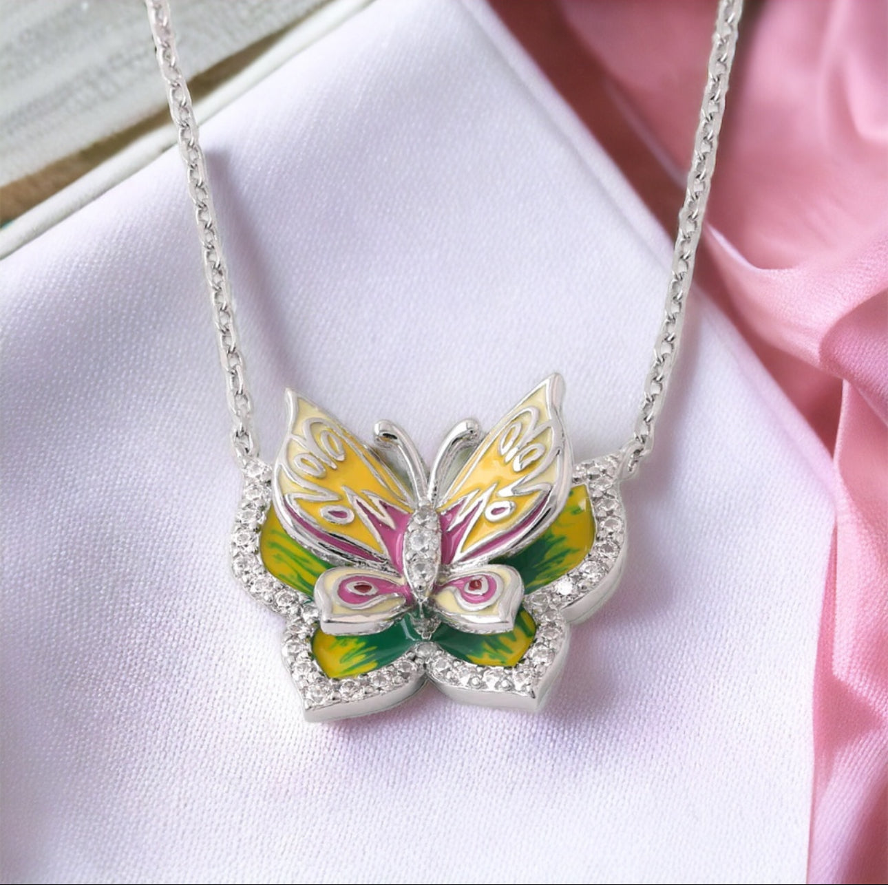 Hand Painted Butterfly Necklace