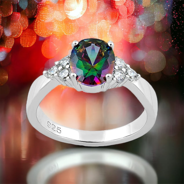 Oval Rainbow Topaz Ring