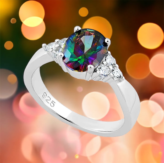 Oval Rainbow Topaz Ring